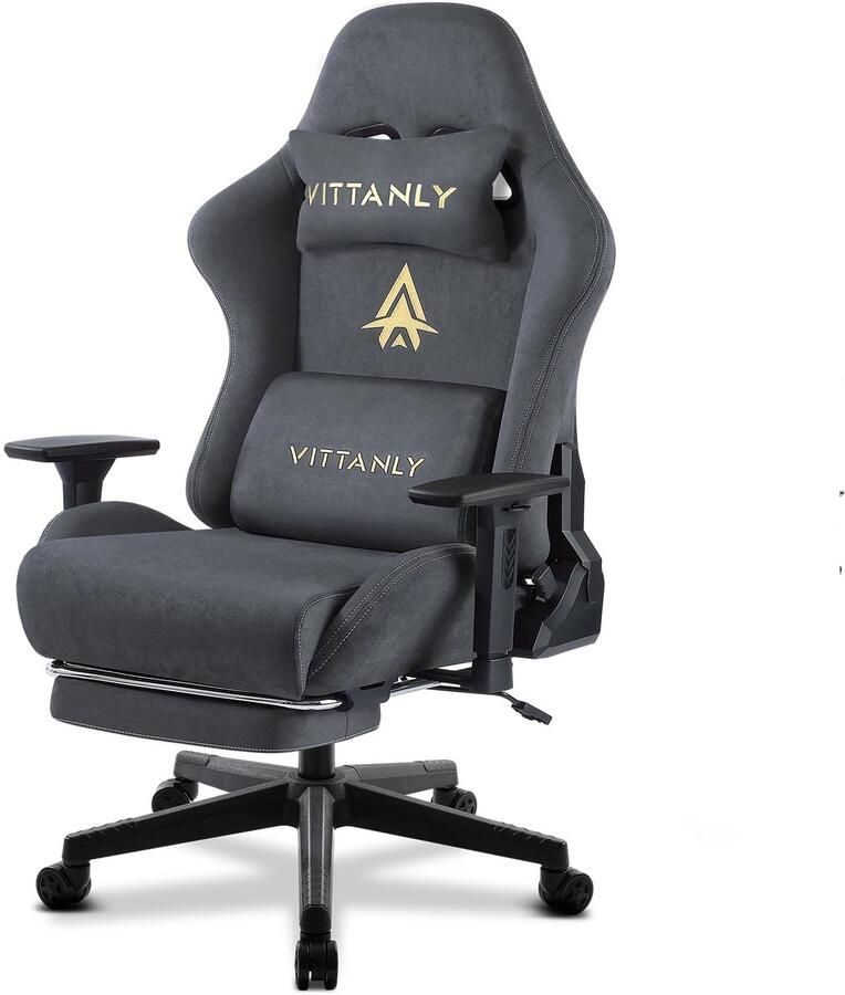 Corenia Bureaustoel – Kantoorstoel – Gamestoel – Draaistoel – Bureaustoel Met Massagefunctie – Echt Leer – Verstelbare Rugleuning – Grijs