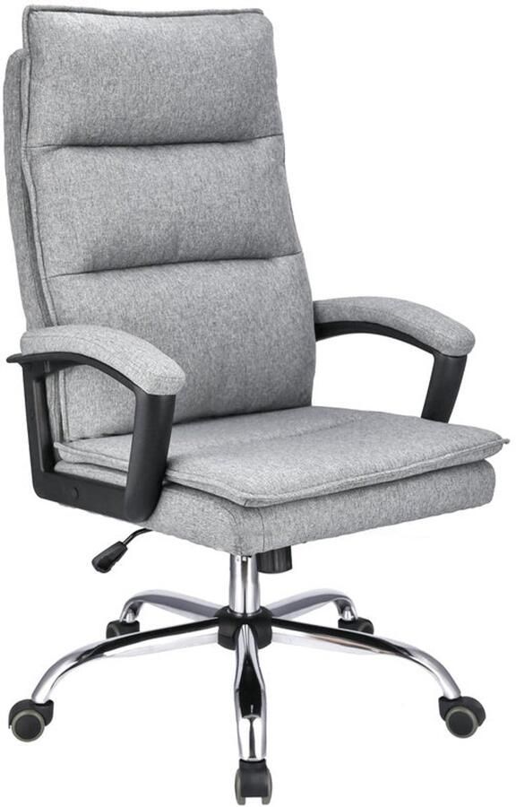 Corenia Bureaustoel – Kantoorstoel – Office Chair – Draaistoel – Bureau Stoel – Verstelbare Zithoogte 43-49 cm – Stalen Frame Met Chromen Afwerking Lichtgrijs