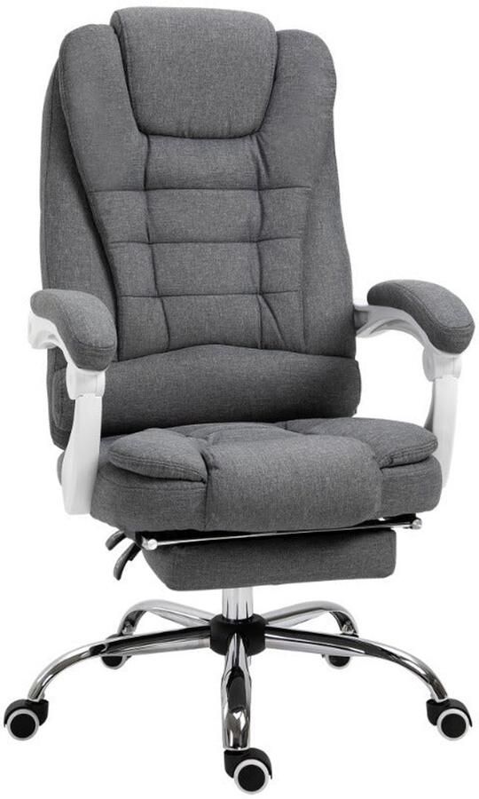 Corenia Bureaustoel – Kantoorstoel – Werkstoel – Bureaustoel Ergonomisch – Bureaustoel Grijs – Verstelbare Zithoogte – Inklapbare Voetensteun – Stevig Metalen Frame – Vijfwielige Basis