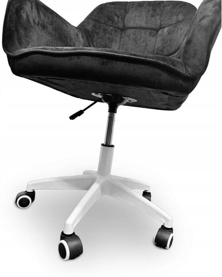 Corenia Bureaustoel – Kantoorstoel – Werkstoel – Deskchair – Armstoel – Zwart – Fluwelen Bekleding – 360° Draaibaar – Verstelbare Zithoogte 35-45 cm
