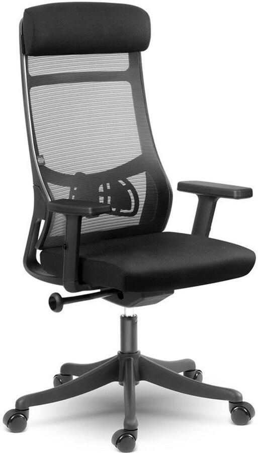 Corenia Bureaustoel – Kantoorstoel – Werkstoel – Directiestoel – Ergonomische stoel – Ademend Mesh – Verstelbare Armleuningen Bremer Zwart
