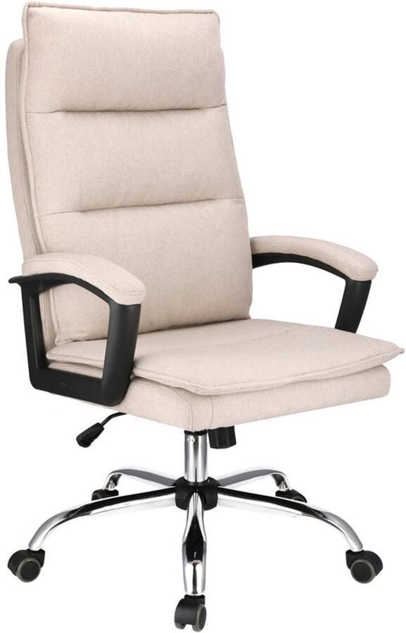 Corenia Bureaustoel – Kantoorstoel – Werkstoel – Draaistoel – Bureaukruk – Beige Stof – Instelbare Zithoogte – Stalen Onderstel