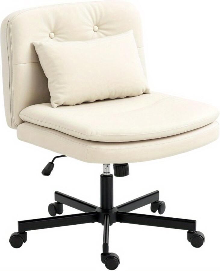 Corenia Bureaustoel – Office Chair – Bureaustoel Zonder Armleuningen – Draaistoel – Bureaustoelen Met Wieltjes – Lichtbruin – Verstelbare Zithoogte – Extra Kussen Voor Comfort