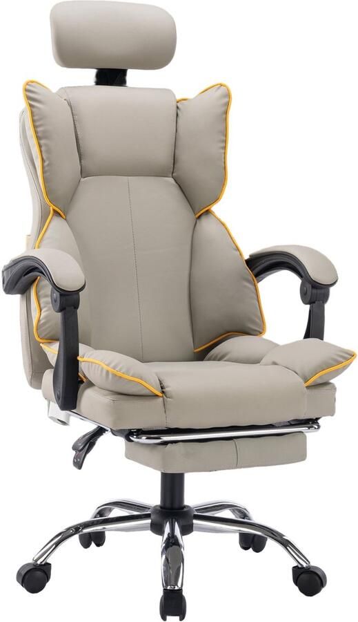 Corenia Bureaustoel – Office Chair – Draaistoel – Gamingstoel – Bureaustoelen – Ergonomisch – Met Voetensteun – Hoogwaardige Stalen Frame – Verstelbare Rugleuning – Khaki