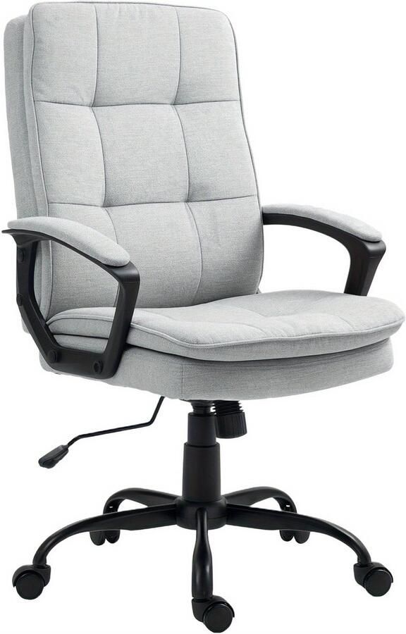 Corenia Bureaustoel – Office Chair – Draaistoel – Kantoorstoel – Bureaustoelen – Ergonomisch Design – Verstelbare Zithoogte – Rocking Functie – Wit Frame Met Grijze Bekleding