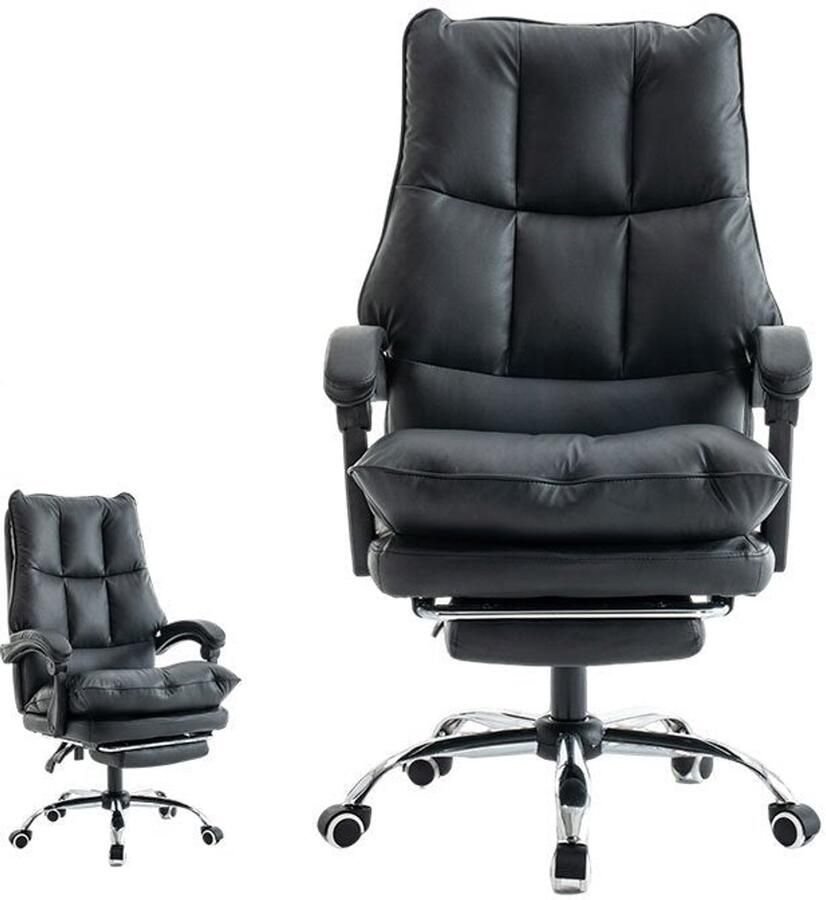 Corenia Bureaustoel – Office Chair – Draaistoel – Kantoorstoel – Gamestoel – Hoogte Verstelbaar – PU Leer Met Lendensteun Zwart
