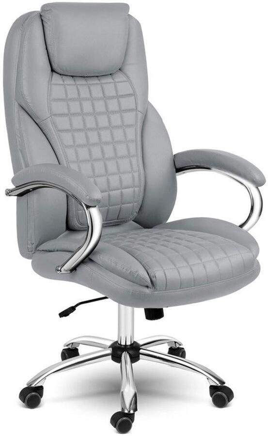 Corenia Bureaustoel – Office Chair – Kantoorstoel – Gamingstoel – Draaistoel – Verstelbare Zithoogte – SoftSwing Schommelfunctie – Lichtgrijs Eco-Leer