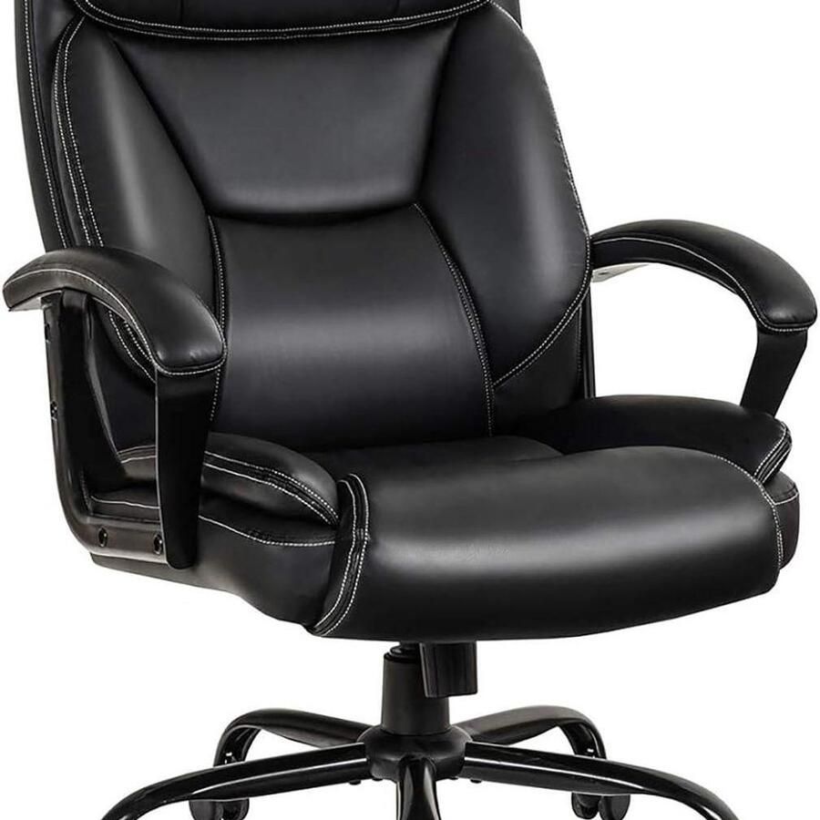 Corenia Bureaustoel – Office Chair – Werkstoel – Computerstoel – Bureaustoel Ergonomisch – Verstelbare Zithoogte 50-60 cm – Draagvermogen 220 kg – 360° Draaibaar – Kunstleer Zwart
