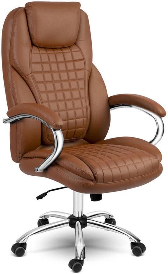 Corenia Bureaustoel – Stoel – Werkstoel – Bureaustoel Ergonomisch – Bureaufauteuil – Verstelbare Hoogte – Eco-Leren Bekleding – Schommelfunctie – Max. 120 kg Draagkracht Bruin