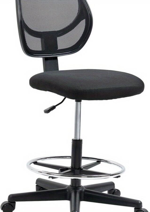 Corenia Bureaustoel – Werkstoel – Computerstoel – Studiebureaustoel – Office Chair Zwart – Metalen Frame – Verstelbare Hoogte 58-63 cm – 360° Draaibaar – Comfortabele Gewatteerde Zitting