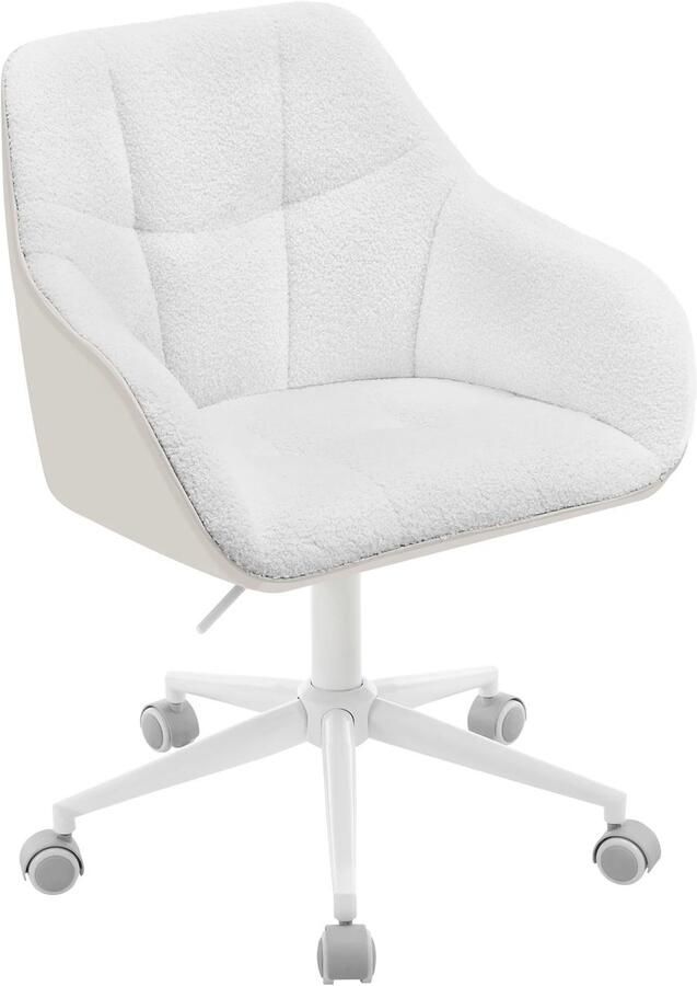 Bureaustoel Werkstoel Stoelen Verstelbare Hoogte Armleuningen Comfortabele Zitting Velvet 360° Draaibaar Ergonomische Crème Bouclé