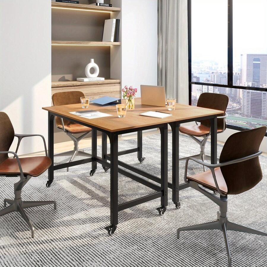 Corenia Bureautafel – Computerbureau – Computertafel – Laptoptafel – Werktafel – Mobiel met Wieltjes – 120x60 cm – Houtkleur Met Metaal