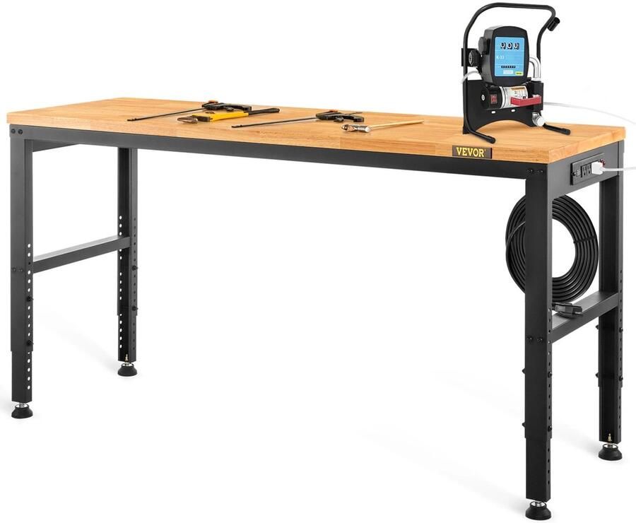 Corenia Bureautafel voor Volwassenen Bureautafel voor Computer Tafel Eikenhout Hardhouten blad Werktafel Laptoptafel Robuuste werkbank Verstelbare Hoogte 72x25 inch zonder wielen