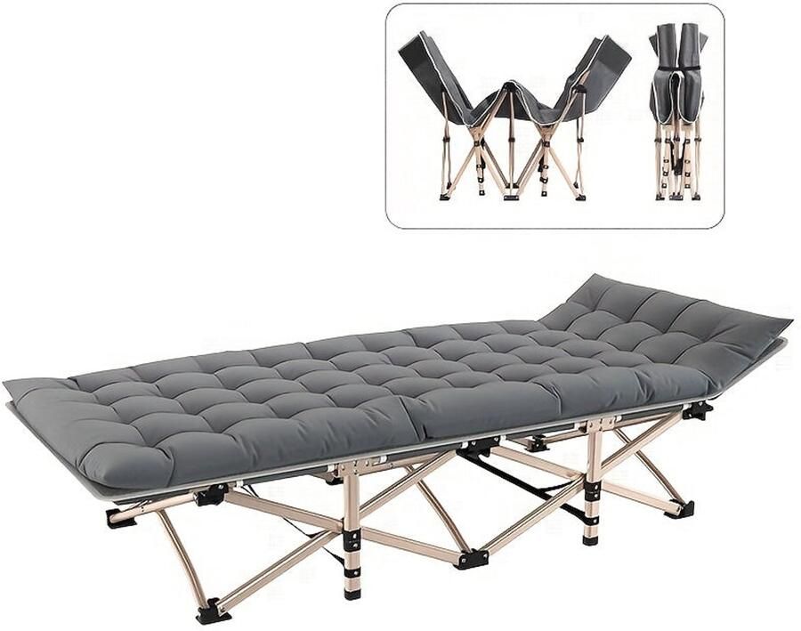 Corenia Campingbed – Reisbedje – Babybed – Campingbedje Baby – Opvouwbaar Stoel – Roestvrij Staal – Maximaal 200 kg draagvermogen – Grijs