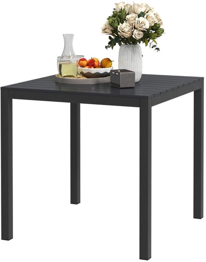 Corenia Campingtafel – Kampeertafel – Vouwtafel – Klaptafel – Inklapbare Tafel – Verstelbare Hoogte – Duurzaam Aluminium 73x73 cm – Weerbestendig Zwart Retro Design