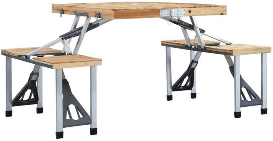 Corenia Campingtafel – Opvouwbare Tafel – Picknicktafel – Kampeertafel – Buitentafel – Lichtgewicht Aluminium & Hout – Stevig Stalen Frame