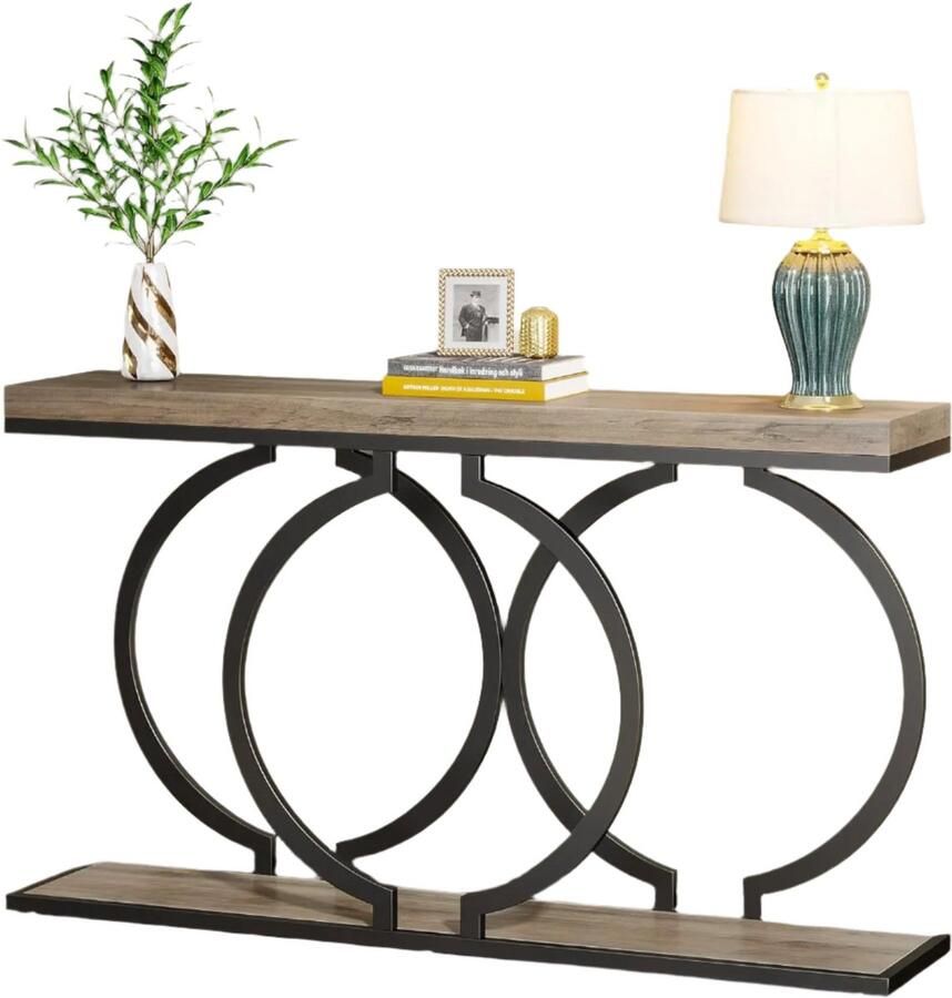 Corenia Console Tafel – Sidetable – Haltafel – Wandtafel – Marmeren Blad – Metalen Frame – 153 x 37.5 x 19.5 cm Grijs