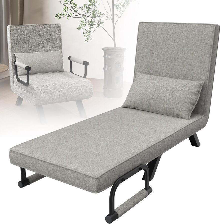 Corenia Cornerbank – Relaxbank – Slaapbank – Loungebank – 3-in-1 Bank – Verstelbare Rugleuning & Armleuningen – Stalen Frame 200 kg – Lichtgrijze Linnen Bekleding