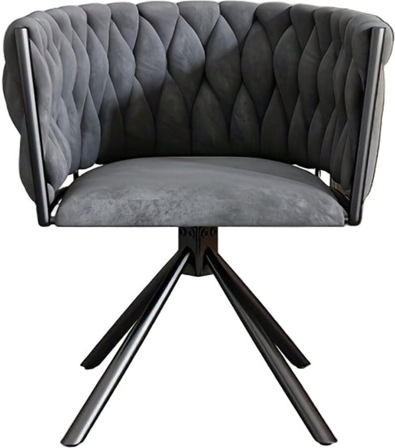 Corenia Draaibare Eetkamerstoel – Eetkamerstoel – Bureaustoel – Keukenstoel – Stoel – Grijs – 360° Draaibaar – Onderhoudsvriendelijk Katoen