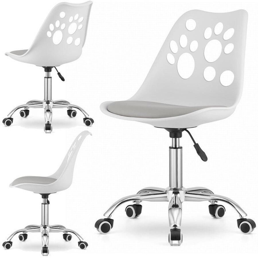 Corenia Draaifauteuil – Draaistoel – Bureaustoel – Werkstoel – Stoel Met Armleuningen – 360° Draaibaar – Verstelbare Zithoogte 45-60 5 cm – Polypropyleen Zitting Met Eco-Leren Kussen