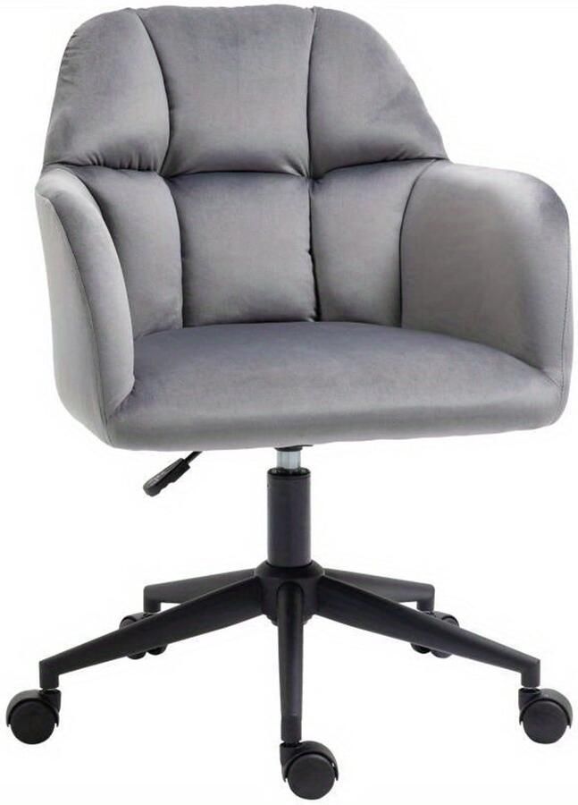 Corenia Draaifauteuil – Fauteuil – Bureaustoel – Loungestoel – Relaxstoel – Verstelbare Armleuningen – Velvet Bekleding – Draagvermogen 120 kg – Grijs