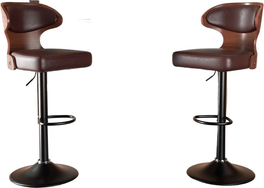 Corenia Draaistoel – Barkruk – Kruk – Bureaustoel – Stoel – 360° Draaibaar – Verstelbare Voetensteun – Kunstleer – Ergonomisch Retro Design – Set van 2