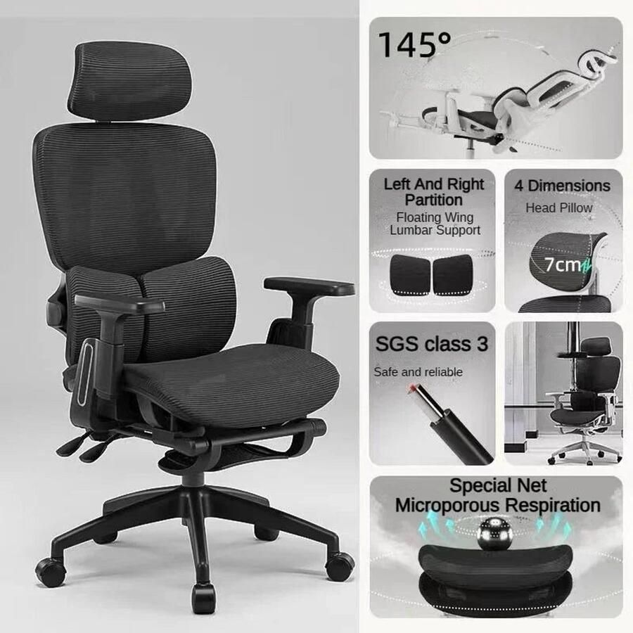 Corenia Draaistoel – Bureaustoel – Office Chair – Werkstoel – Gaming Stoel – Verstelbare Rugleuning 125-800mm – SGS-gecertificeerde Gasveer Class 3