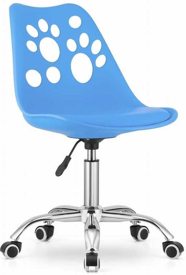 Corenia Draaistoel – Bureaustoel – Stoel – Werkstoel – Kinderstoel – 360° Draaibaar – Hoogte Verstelbaar 85-98 cm – Eco-Lederen Zitkussen Blauw