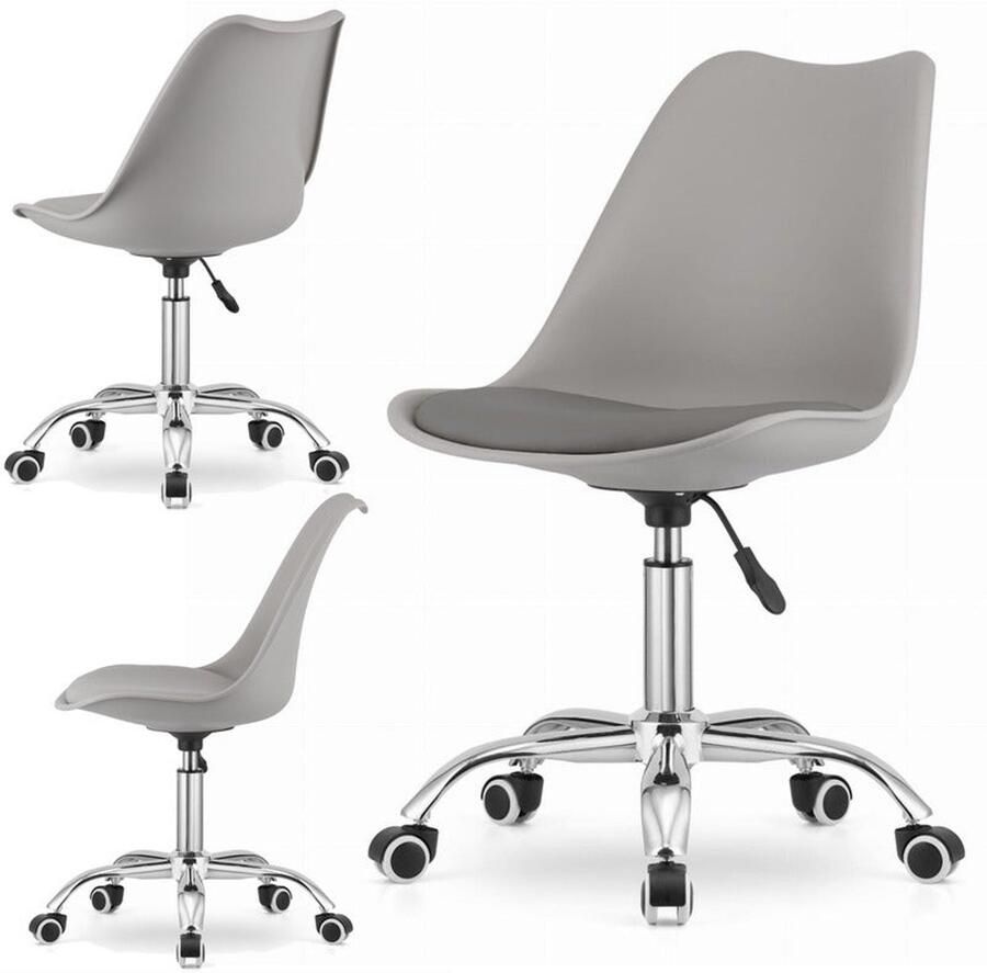 Corenia Draaistoel – Bureaustoel – Werkstoel – Studentoel – Bureaustoel Met Wielen – Verstelbare Zithoogte 45-59 cm – Eco-Lederen Zitvlak