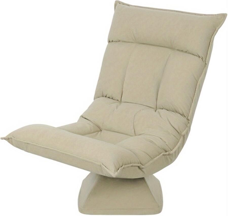 Corenia Draaistoel – Vloerstoel – Bureaustoel – Lounge Stoel – Relaxstoel – 360° Draaibaar – 5-Stand Verstelbare Rugleuning – Lichtbruin Polyester