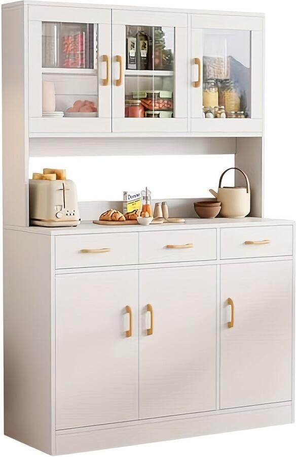 Corenia Dressoir – Buffetkast – Opbergkast – Keukenkast – Sideboard – Wit – 170x100x30 cm – 6 Deuren en 3 Lades – Vrijstaand Houten Meubel