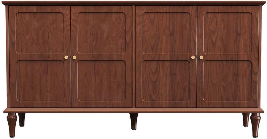 Corenia Dressoir – Sideboard – Buffetkast – Opbergkast – Kast – Mid-Century Modern – 4 Deuren & Wijnrek – Hoogwaardig Houtvezelplaat – Vrijstaand & Ruime Opbergruimte 3 2+ Kubieke Voet