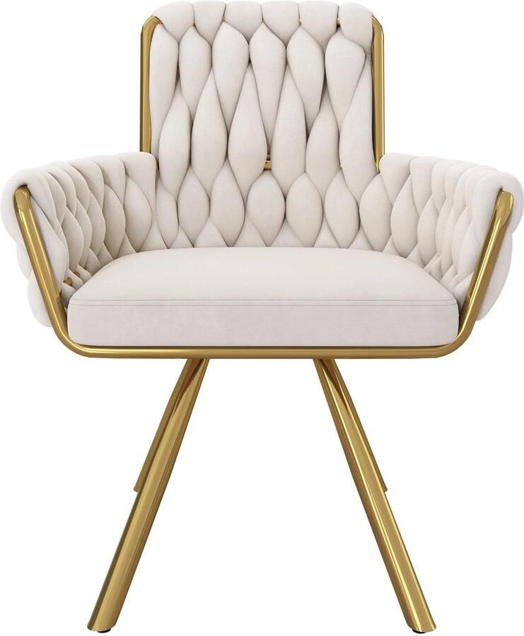 Corenia Eetkamerstoel – Draaistoel – Stoel Met Armleuningen – Velvet Stoel – 360° Draaibaar – Metalen Frame