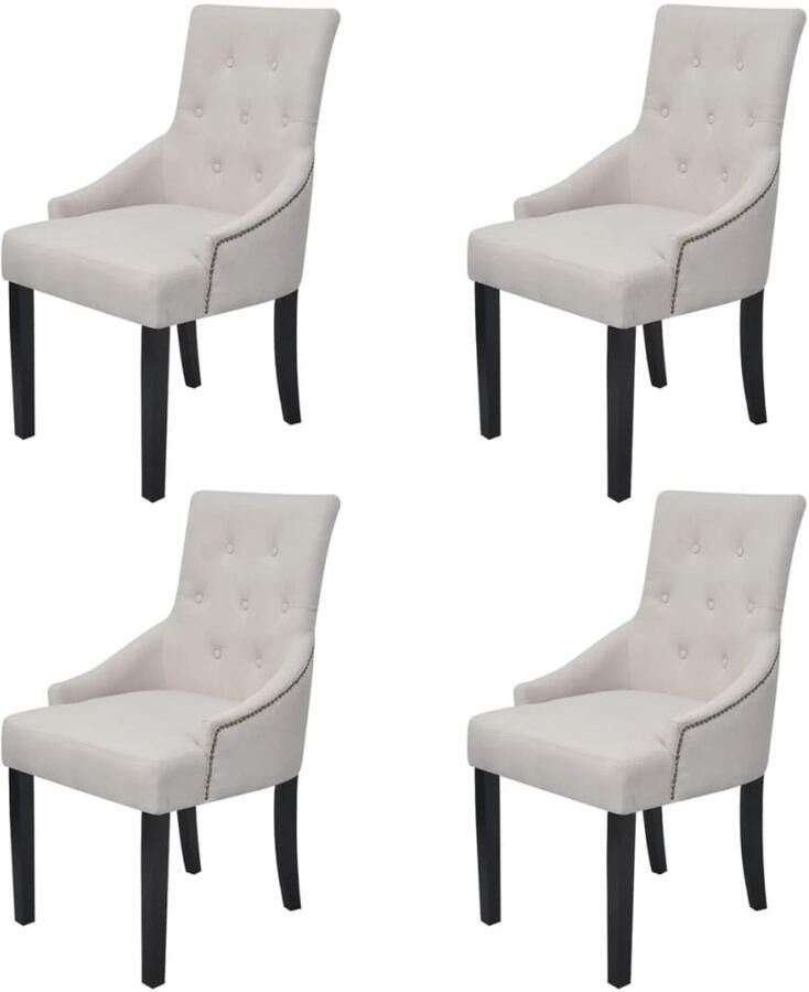 Corenia Eetkamerstoel – Eetkamerstoelen – Keukenstoel – Stoel – Kuipstoel – Set van 4 – Gestoffeerd met Armleuningen – Massief Houten Frame