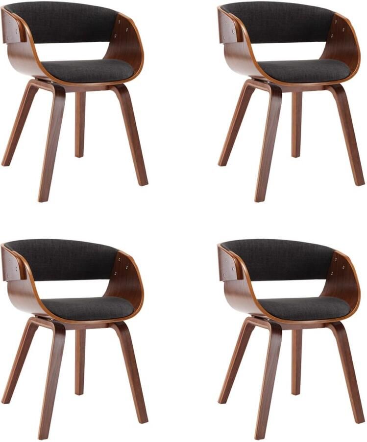 Corenia Eetkamerstoel – Eettafelstoel – Keukenstoel – Stoel – Kuipstoel – Set van 4 – Zachte Grijze Stof – Duurzaam Houten Frame