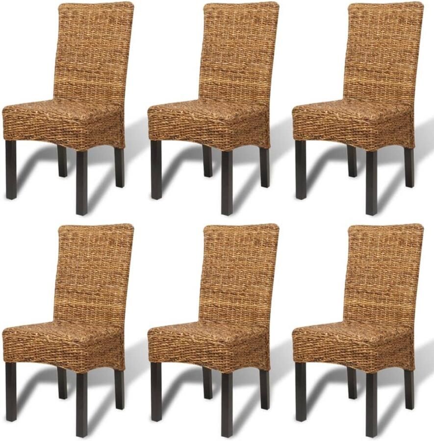 Corenia Eetkamerstoel – Eettafelstoel – Keukenstoel – Stoel – Kuipstoel – Set van 6 – Handgeweven Abaca Zitting – Massief Houten Frame