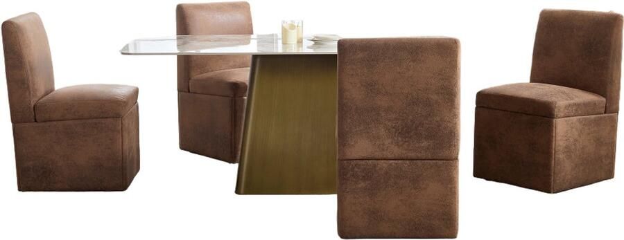 Corenia Eetkamerstoel – Keukenstoel – Draaistoel – Bureaustoel – Stoel Met Wieltjes – Set Van 2 – Koffie & Microsuède Linnen Bekleding – Met Wieltjes En Onderzitbergruimte Koffie-Microsuède