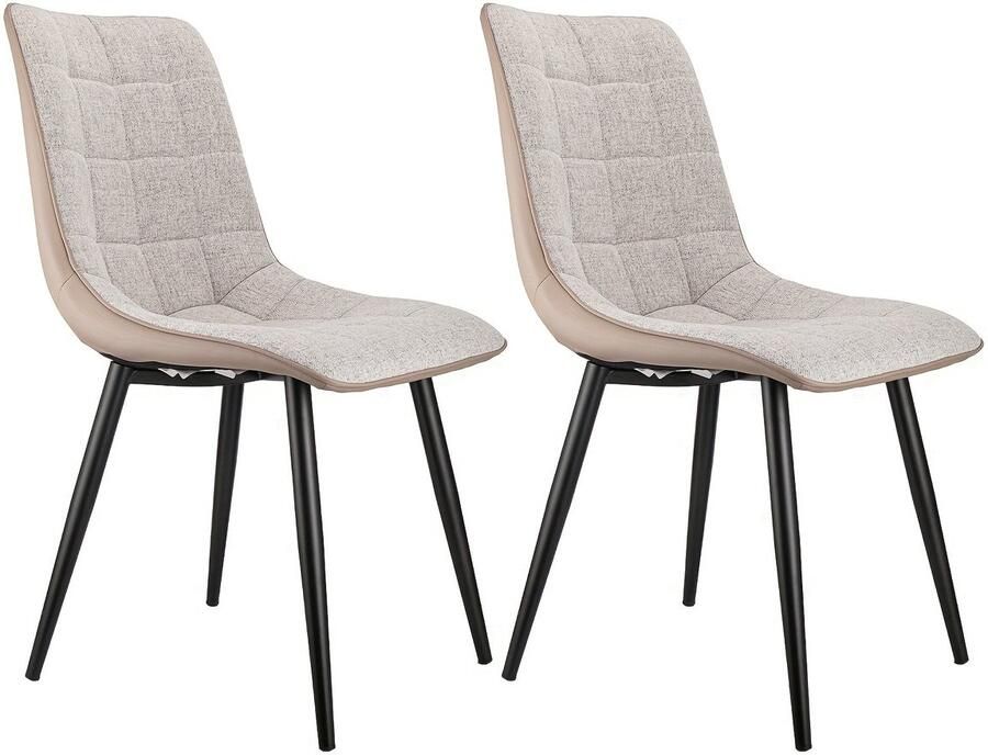 Corenia Eetkamerstoel – Keukenstoel – Stoel – Kuipstoel – Zitstoel – Set van 2 – Metalen Frame – Makkelijk Schoon te Maken – Modern Grijs – Voor Harde Vloeren