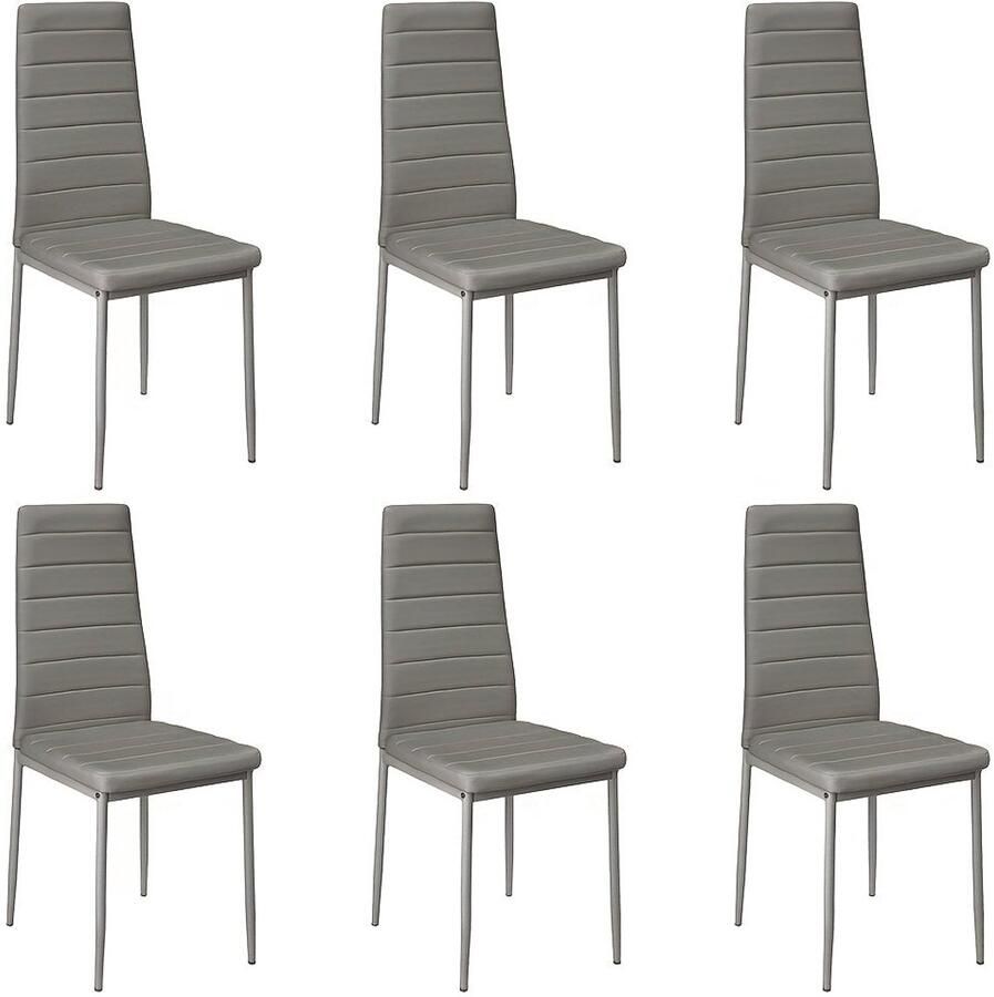 Corenia Eetkamerstoel – Keukenstoel – Stoel – Lounge Chair – Dining Chair – Kunstleer Bekleding – Stalen Onderstel – Set Van 6 – 42 x 48 x 45 cm