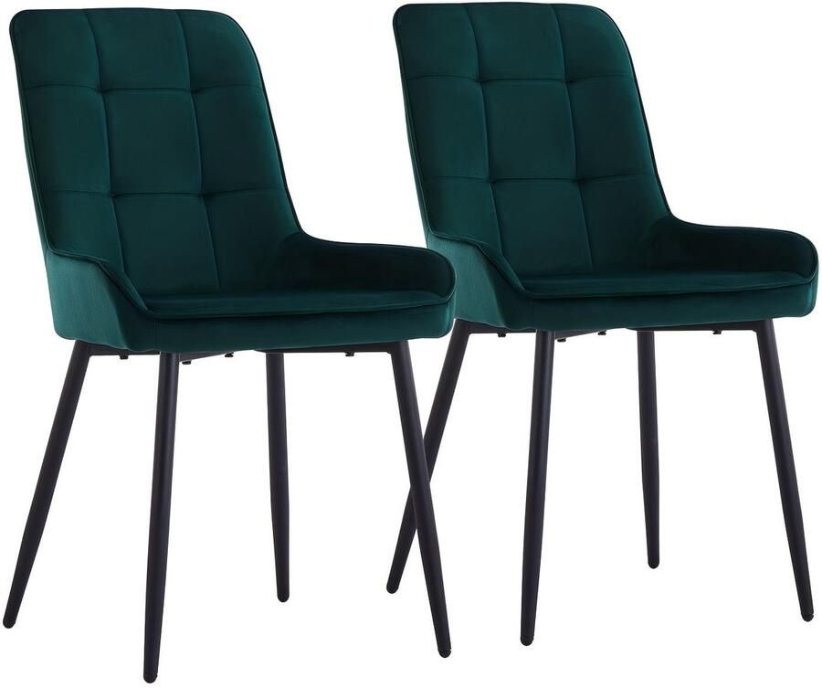 Corenia Eetkamerstoel – Kuipstoel – Keukenstoel – Lounge Chair – Bureaustoel – Set van 2 – Zachte Velvet Bekleding – Metaal Frame