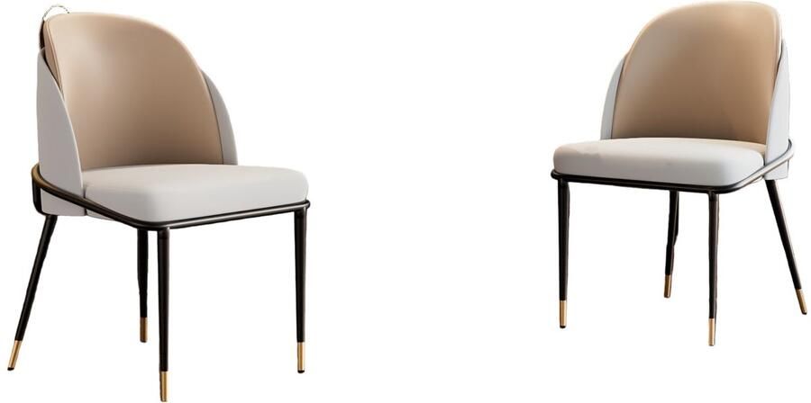 Corenia Eetkamerstoel – Kuipstoel – Keukenstoel – Stoel – Zithoekstoel – Kunstleer Bekleed – Hoog Rugleuning – Set Van 2 – Memory Foam Zitting – Stalen Poten