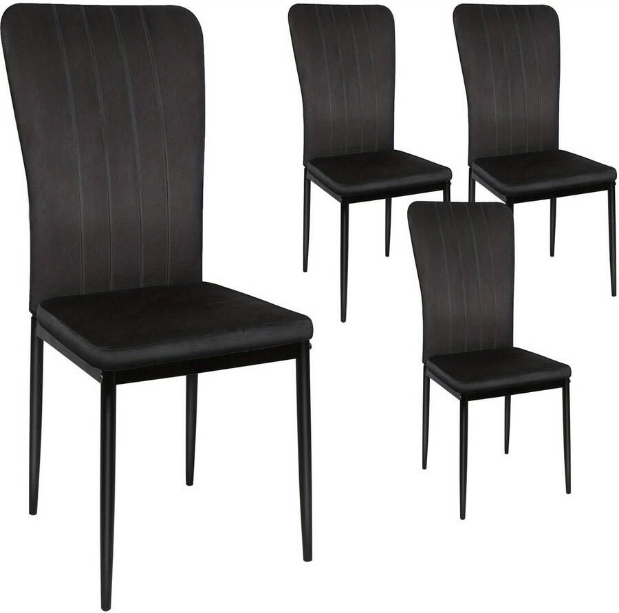 Corenia Eetkamerstoel – Kuipstoel – Stoel – Dining Chair – Set Van 4 – Zwart – Velvet Bekleding – Hoog Rugleuning – Metalen Frame – 40x37x97 cm – Max. Draagvermogen 120 kg