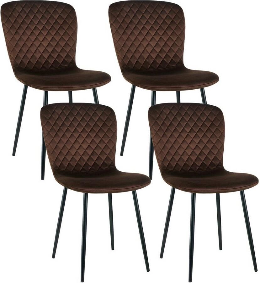 Corenia Eetkamerstoel – Kuipstoel – Stoel – Fauteuil – Designstoel – Set Van 4 – Velours Bekleding – Met Metalen Onderstel – 86x58x45 cm – Comfortabel & Stijlvol