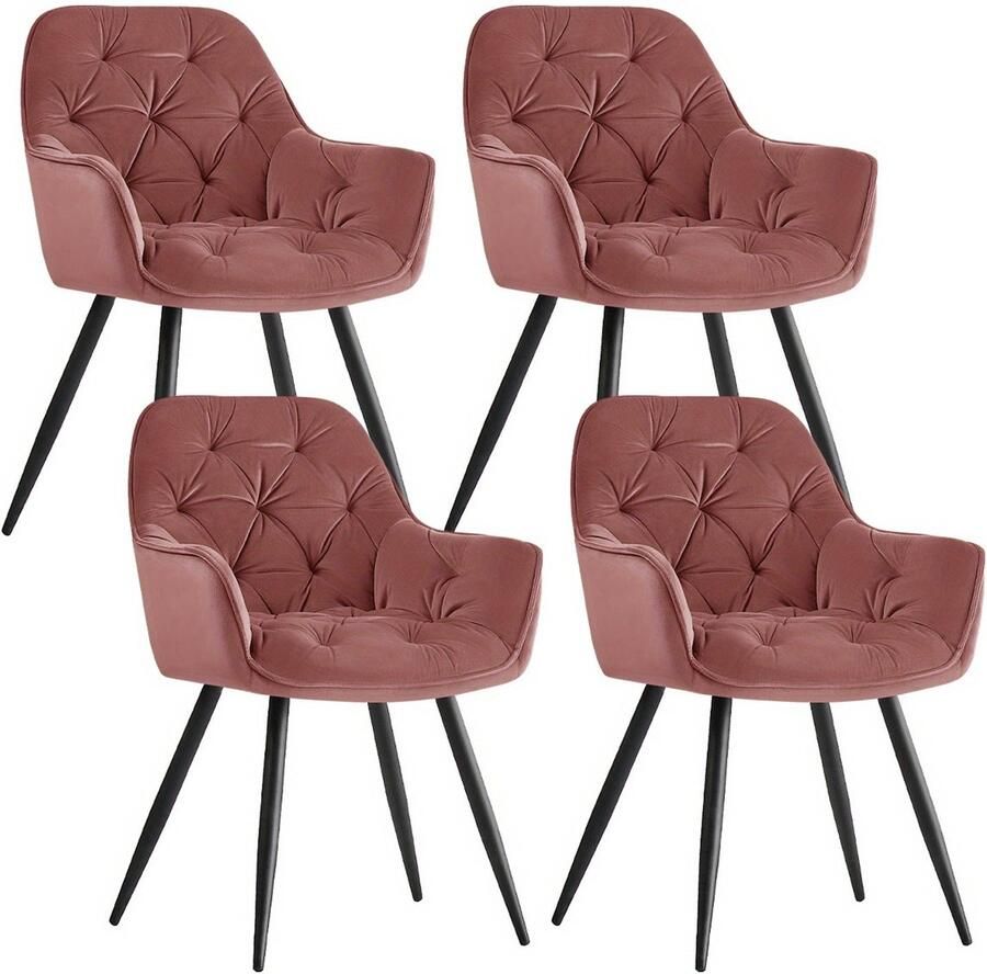 Corenia Eetkamerstoel – Kuipstoel – Stoel – Fauteuil – Woonkamerstoel – Fluwelen Bekleding – Houten Frame – Met Armleuningen – Stevig Metaal Onderstel – Hoogwaardig Zitcomfort – Moderne Design