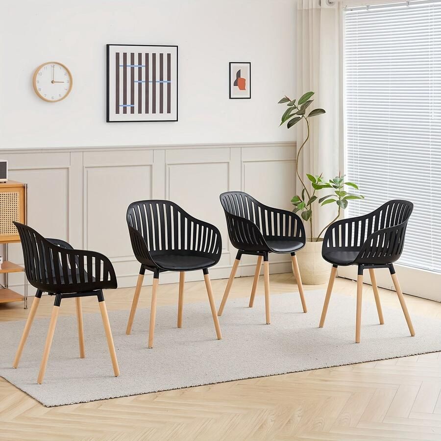 Corenia Eetkamerstoel – Kuipstoel – Stoel – Keukenstoel – Scandinavische Design – Kunstleer Bekleding – Beukenhouten Poten – Ergonomische Rugleuning – Verwijderbaar Kussen