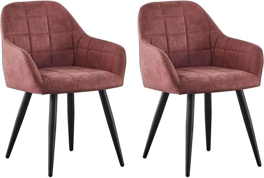 Corenia Eetkamerstoel – Kuipstoel – Stoel – Keukenstoel – Set Van 2 – Kunstfluweel Bekleding – Metalen Poten – Comfortabel & Duurzaam – Zithoogte 82 cm