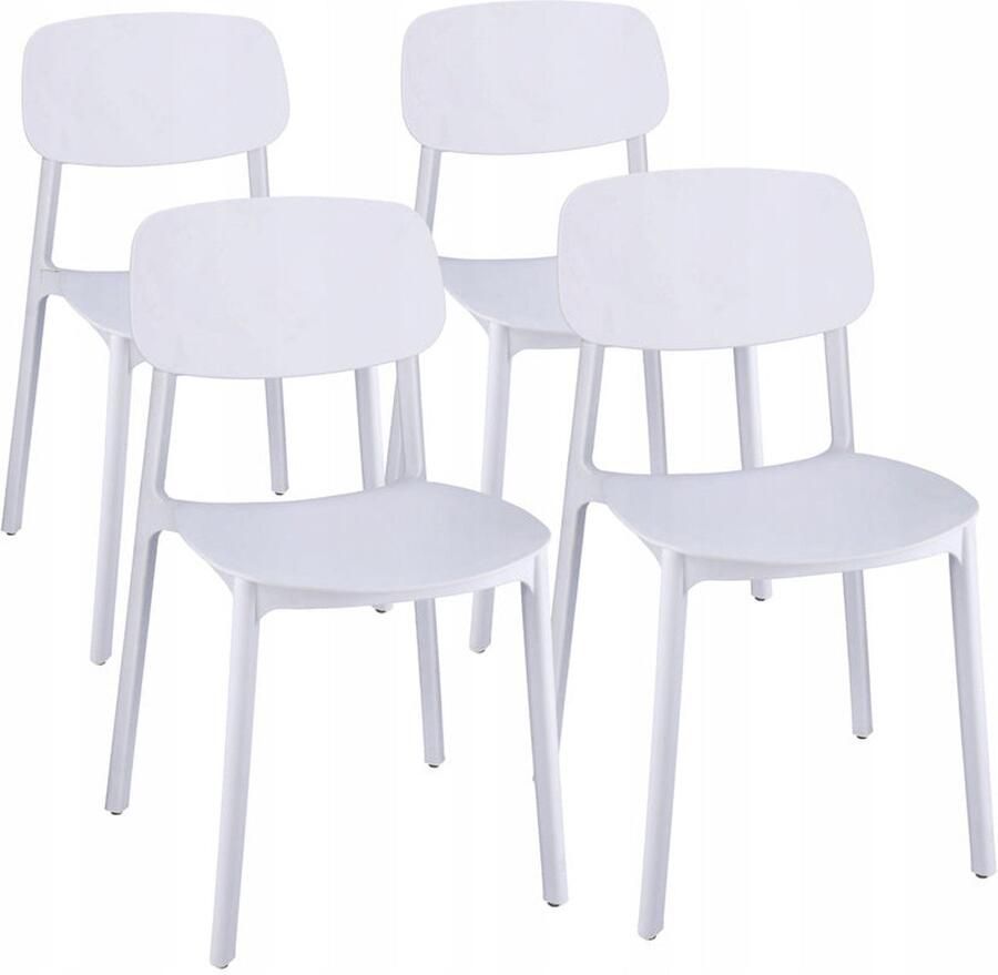 Corenia Eetkamerstoel – Kuipstoel – Stoel – Zithoekstoel – Designstoel – Set van 4 – Duurzaam polypropyleen – Weerbestendig wit