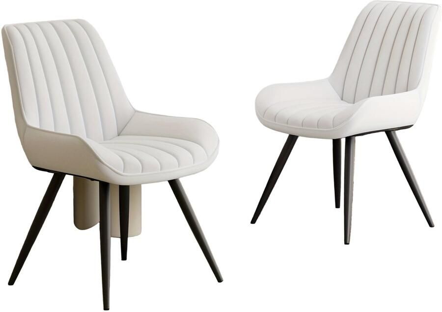 Corenia Eetkamerstoel – Lounge Stoel – Fauteuil – Bureaustoel – Thuisstoel – Ergonomisch Design – Kunstleer Zitting – Set Van 2 – Modern Stijl – Makkelijk Te Monteren