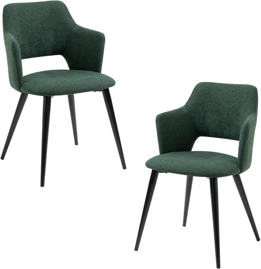 Corenia Eetkamerstoel – Stoel – Armstoel – Designstoel – Scandinavische Stoel – Groen – Ergonomisch Design – Zacht Polyester Met Stalen Frame