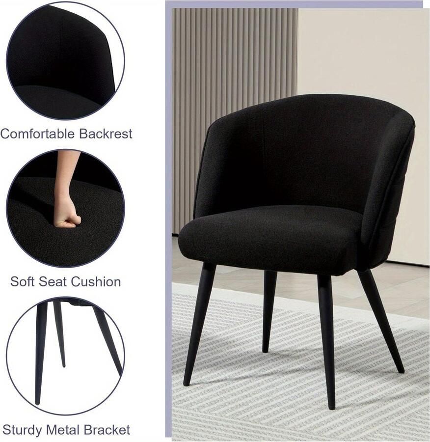 Corenia Eetkamerstoel – Stoel – Bezoekersstoel – Bureaustoel – Accentstoel – Zwart – Comfortabel Zitten – Stevig Metalen Frame